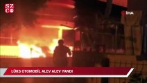 Lüks araba alev alev yandı, patlama sesi vatandaşları sokağa döktü