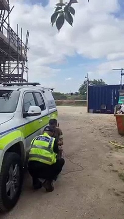 Police and army detonating an unexploded device near Norton North Yorkshire