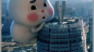 Cute fat bunny climbing tall building so funny rabbit
