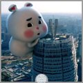 Cute fat bunny climbing tall building so funny rabbit