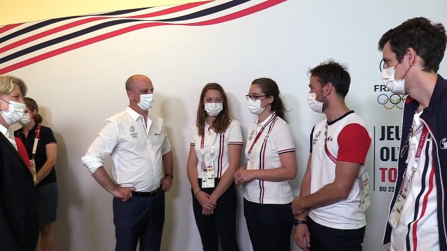 Brigitte Henriques et Jean-Michel Blanquer au Club France de Tokyo 2020