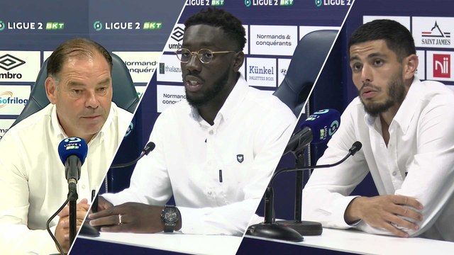 J1 Ligue 2 BKT : Les réactions de S.Moulin, A.Mendy et S.Shamal après SMCaen 4-0 Rodez AF