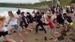 St Martin's School leavers enjoy their school leavers dip in North Bay, Scarborough