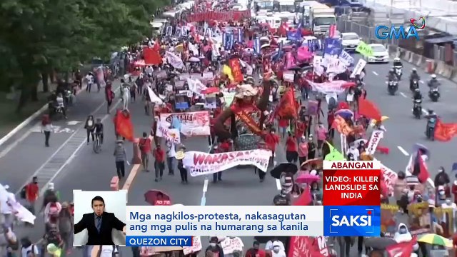 Mga nagkilos-protesta, nakasagutan ang mga pulis na humarang sa kanila | Saksi