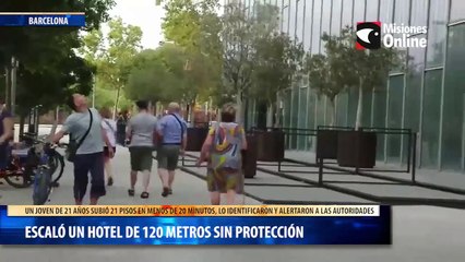 Escaló un hotel de 120 metros sin protección