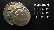 Ceny monet 2 RP Józef Piłsudski 1934 - 1939, srebro nakłady i ceny na Lipiec 2021
