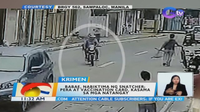 Babae, nabiktima ng snatcher; pera at vaccination card, kasama sa mga natangay | BT