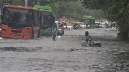 Waterlogging on roads after incessant rains in Delhi