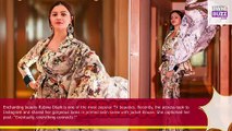 Hotness Alert Rubina Dilaik looks gorgeous in printed satin saree with jacket blouse fans love it