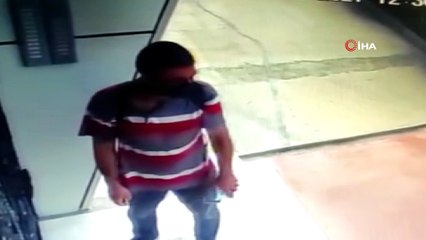 Pendik’te şahsın apartmandan kablo çaldığı anlar kamerada