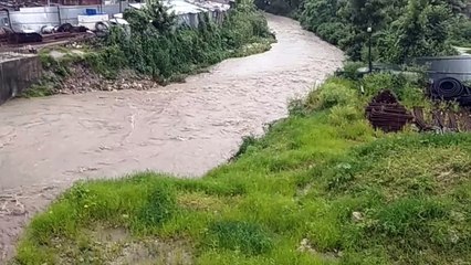 Swollen Bagmati river in Kathmandu