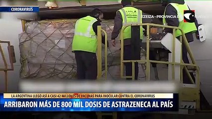 Arribaron más de 800 mil dosis de Astrazeneca al país