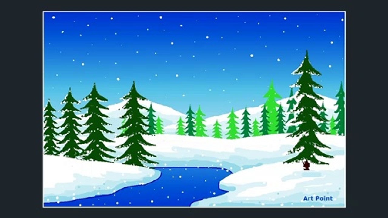 How to Draw - in computer| Microsoft paint tutorial | ms paint | scenery drawing 016 - Art Point