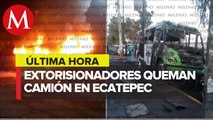 Presuntos extorsionadores queman unidad de transporte público en Ecatepec