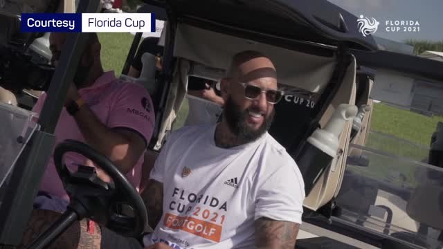 Kaka takes in some foot golf at the Florida Cup