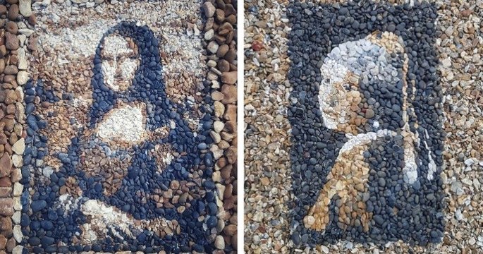Cet artiste reproduit des œuvres d'art sublimes avec des galets trouvés sur la plage