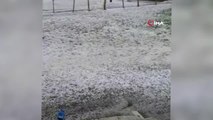 Van'da dolu yağışı bir mahalleyi beyaza bürüdü