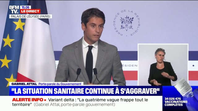 Gabriel Attal: La corrélation entre le nombre de contaminations et nombre d'hospitalisations est deux à trois fois moins importante que dans les vagues précédentes