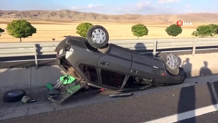Kontrolden çıkan otomobil takla attı: 1'i ağır, 2 yaralı
