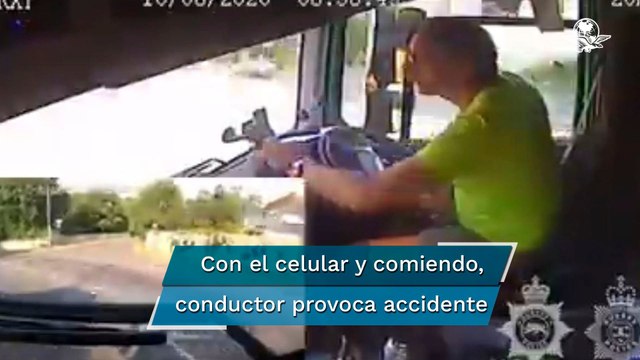 Encarcelan a chofer por chocar su autobús mientras usaba su celular en Inglaterra