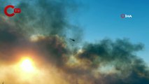 Manavgat'taki orman yangını havadan görüntülendi, gökyüzü dumana büründü
