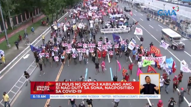 82 pulis ng QCPD-3 kabilang ang 51 nag-duty sa rally sa SONA, nagpositibo sa COVID-19 | UB