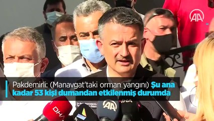 Pakdemirli: "(Manavgat'taki orman yangını) Şu ana kadar 53 kişi dumandan etkilenmiş durumda"