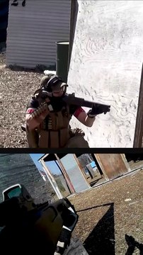 Uncle enjoying reloading Airsoft shotgun in japan
