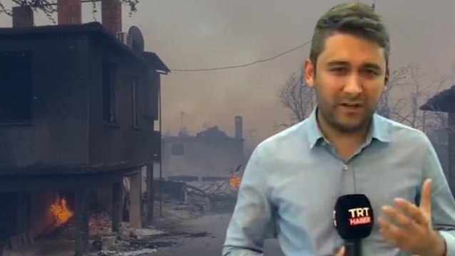 Manavgat'taki yangın felaketini sunan TRT muhabiri gözyaşlarına hakim olamadı