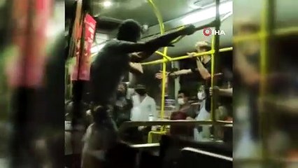 Otobüste tekme tokat maske kavgası