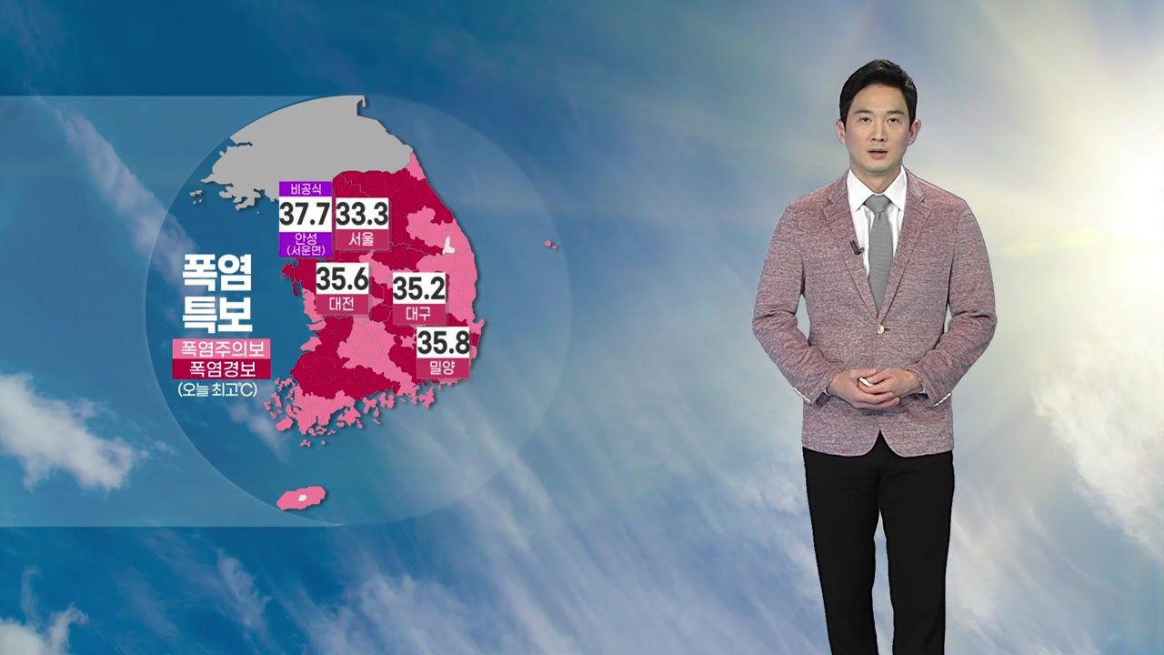 [날씨] 내일도 찜통더위 계속...곳곳 벼락 동반 소나기 / YTN