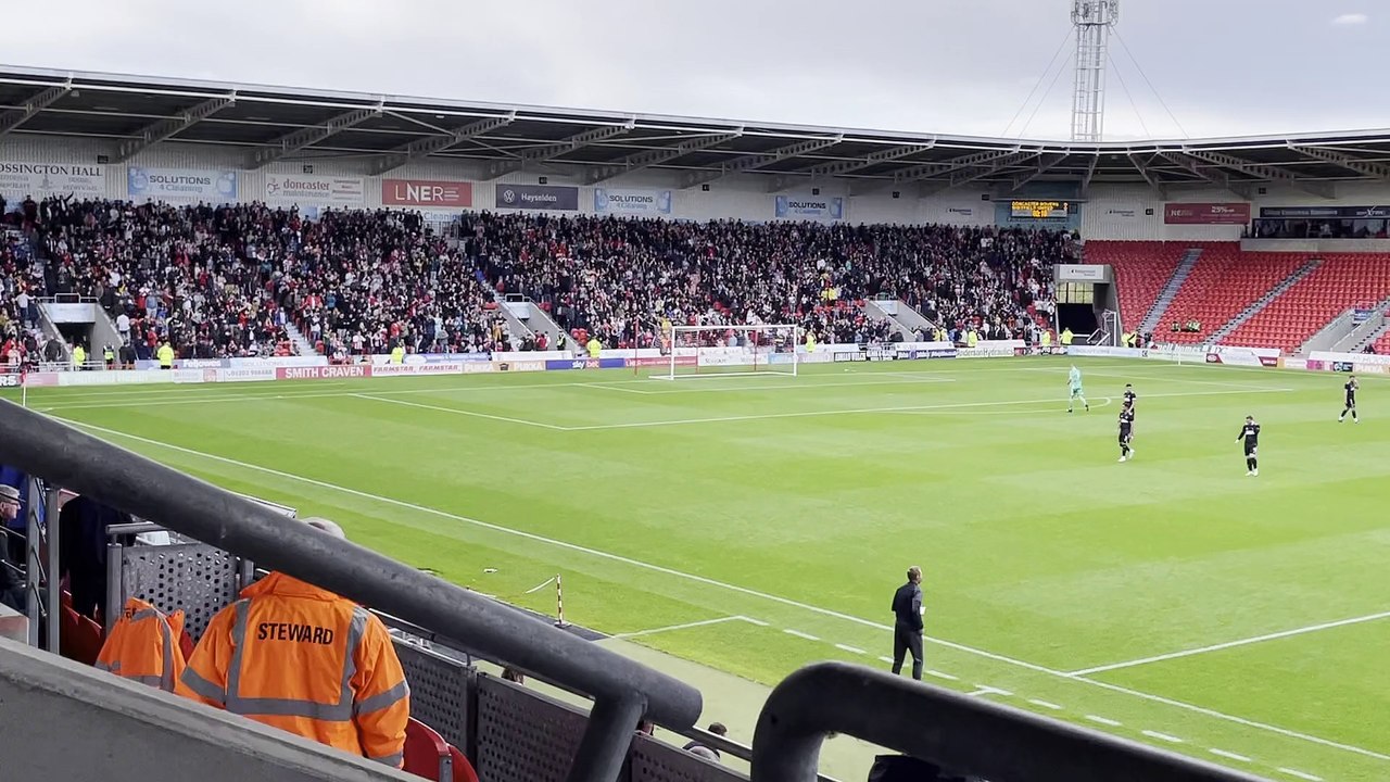 Blades fans at Doncaster Rovers