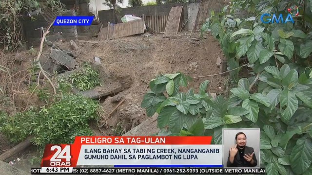 Ilang bahay sa tabi ng creek, nanganganib gumuho dahil sa paglambot ng lupa | 24 Oras