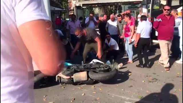 Motosiklet otobüs ile çarpıştı, otobüs şoförü isyan etti