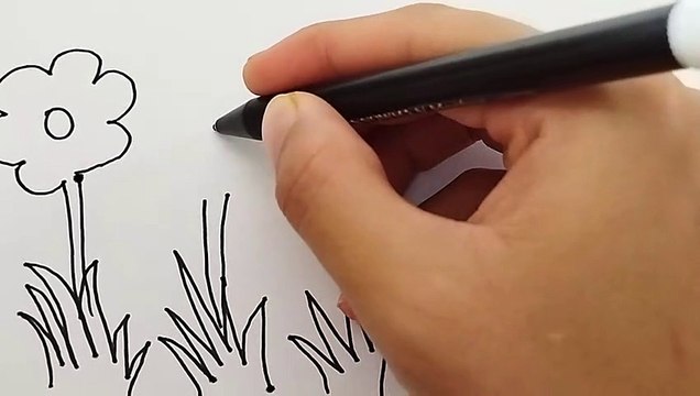 How to draw a beautiful flower and butterfly