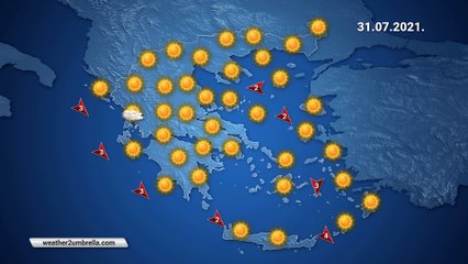 Η πρόβλεψη του καιρού για τo Σάββατο 31-07-2021
