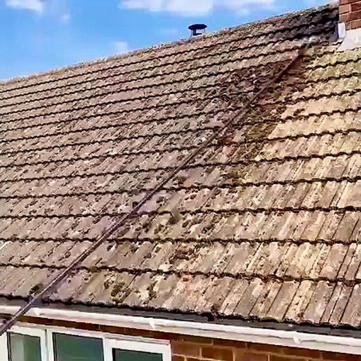 how to Remove moss and applying biocide to a roof once again  Partridge Exterior Cleaning