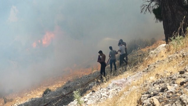 Volunteers battle wildfire in Lebanon