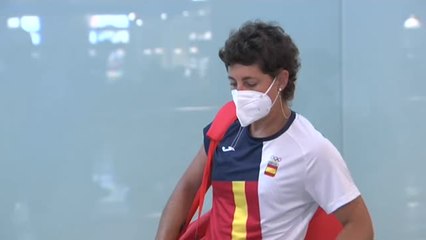 Carla Suárez llega a Barcelona tras caer eliminada en cuartos de los JJOO