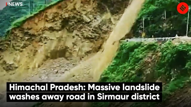 Himachal Pradesh: Massive landslide washes away road in Sirmaur district