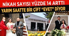 Kısıtlamadan çıkan nikah salonuna koştu