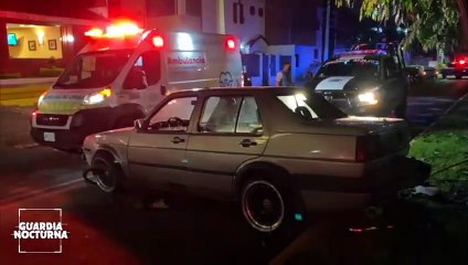 Un par de ladrones chocaron contra un árbol mientras huían de un atraco, en Arcos de Vallarta