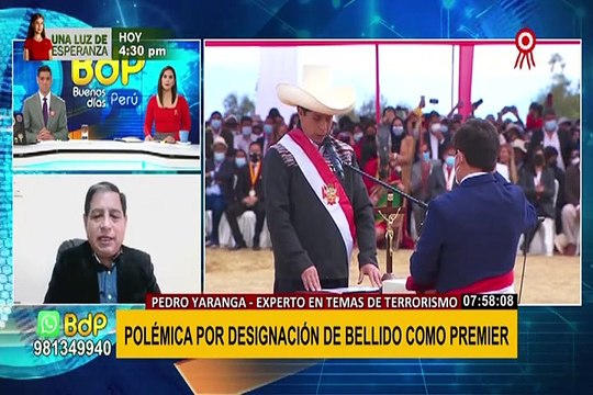 Pedro Yaranga: “Designación de Guido Bellido pone en riesgo la seguridad del país”