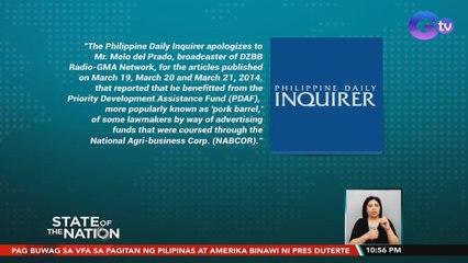 Inquirer apologizes to Super Radyo dzBB's Melo del Prado for linking him to PDAF scam | SONA