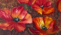 How to paint Poppies in a  Grassfield with Watercolor on Canvas   #irmgardart