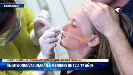 En Misiones vacunarán a menores de 12 a 17 años