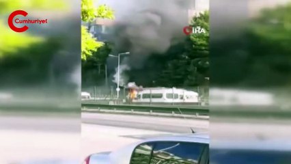 Bursa'da işçi servisi alev alev yandı, işçiler son anda kurtuldu