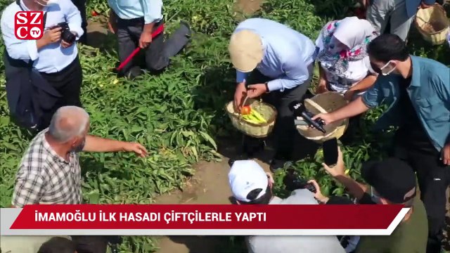 İmamoğlu ilk hasadı çiftçilerle birlikte yaptı