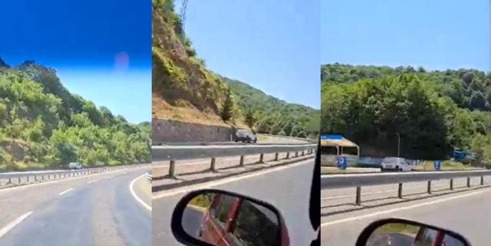 Otomobili ile ters şeritte ilerleyen sürücü tehlike saçtı