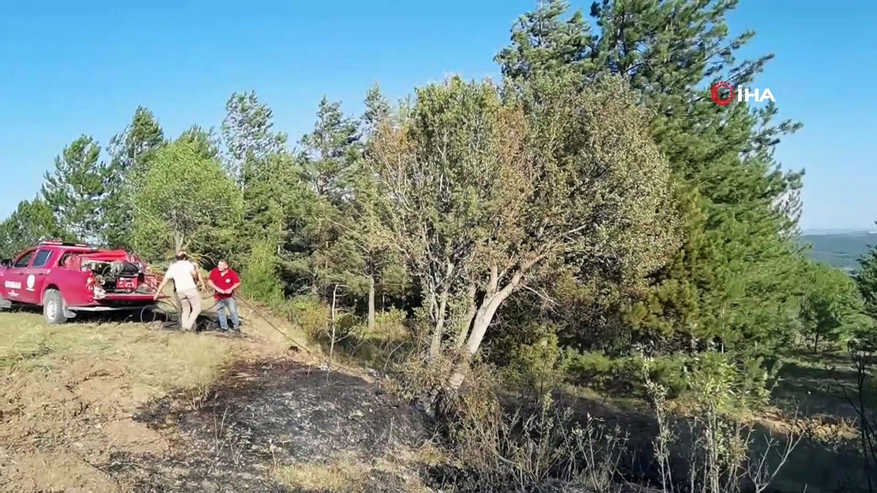 Karabük’te ekin tarlasındaki yangın ormana sıçramadan söndürüldü
